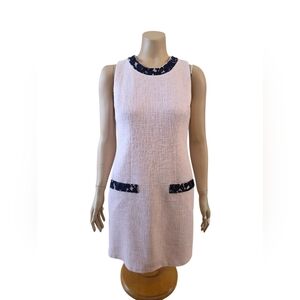Karl Lagerfeld sleeveless shift dress (textured pink with lace trim)